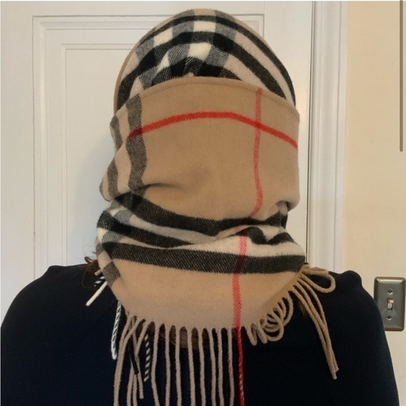 BURBERRY Rare Snood / Infinity style cashmere Scarf wool cashmere tartan plaid - Picture 2 of 8